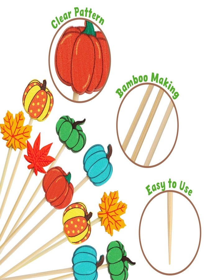 WorldBazaar Thanksgiving Cocktail Picks 120PCS Pumpkin Skewers Appetizer Food Fruit Toothpicks Charcuterie Sticks Harvest Autumn Party Supplies - Image 5